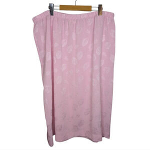 Vintage Pink Silky Textured Shimmer Leaf Midi Skirt Office Plus Size 22